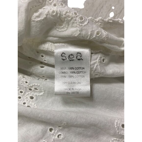 SEA New York Lea Ruffle Eyelet White Blouse-sz 0 - Picture 5 of 11